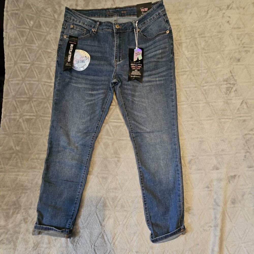 Gemma Rae Buttlifting Women’s Straight Blue Denim Jeans 5 Pockets Mid Rise NWT